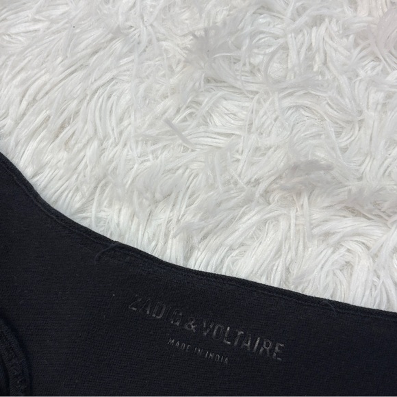 ZADIG & VOLTAIRE Tunisien Strass Love Rhinestone Black T Shirt - Picture 3 of 4